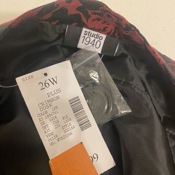 New Vintage Studio 1940 Women 26W Burgundy Black Floral Whimsical Festive Vams - Picture 4 of 13